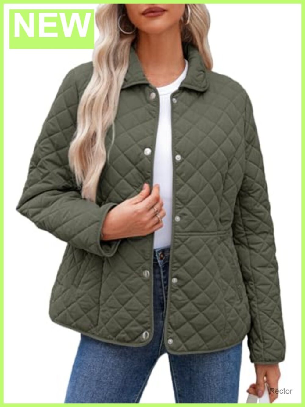 Women's Quilted Jacket Button Down Puffer Coat with Pockets